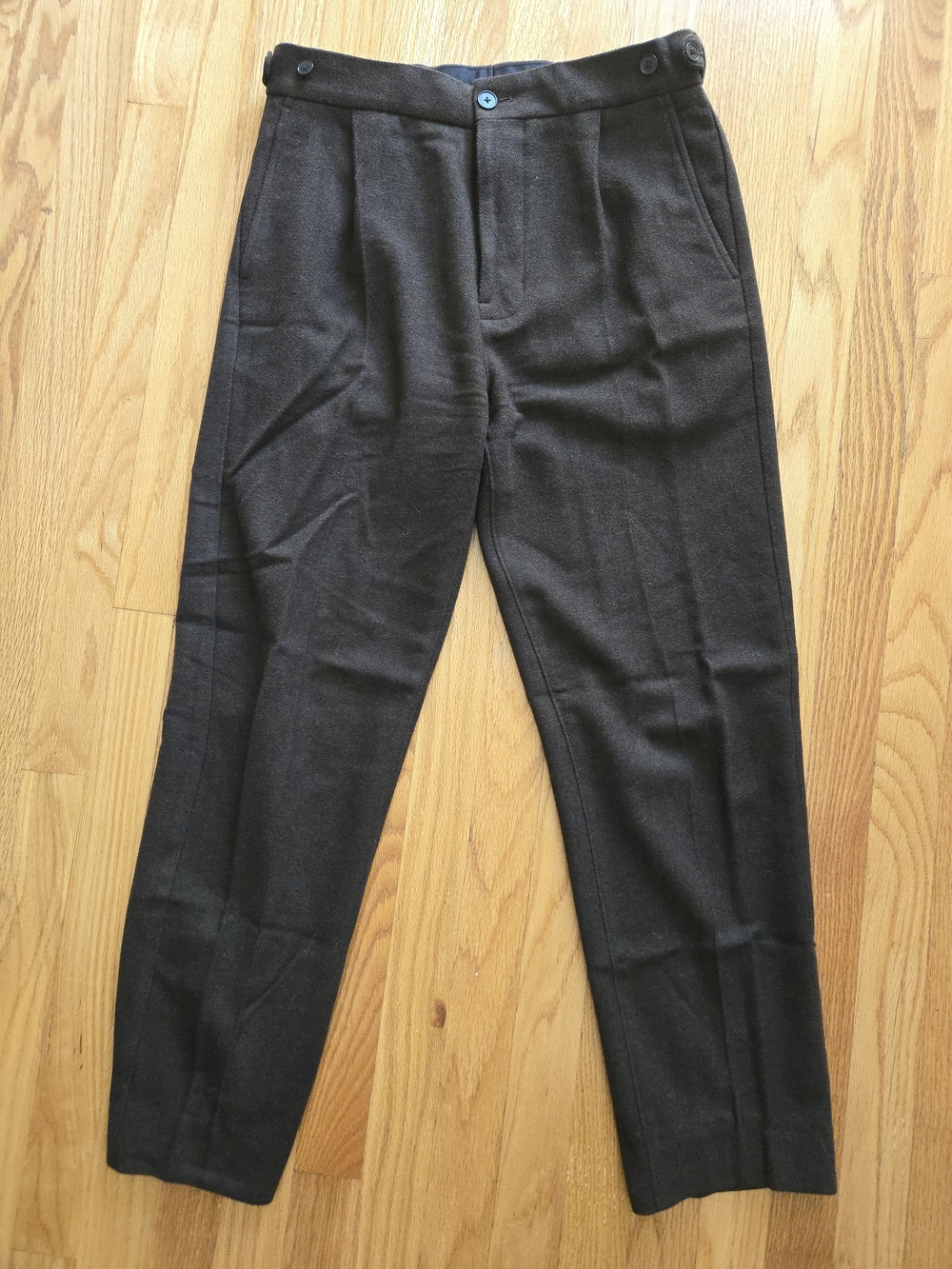 Madewell men's pleated wool dress pants - brown - 28 - small